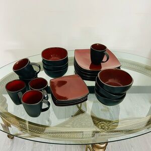 24 Pcs Gibson Elite Solo Lounge Reactive Glaze Stoneware Dinnerware Set